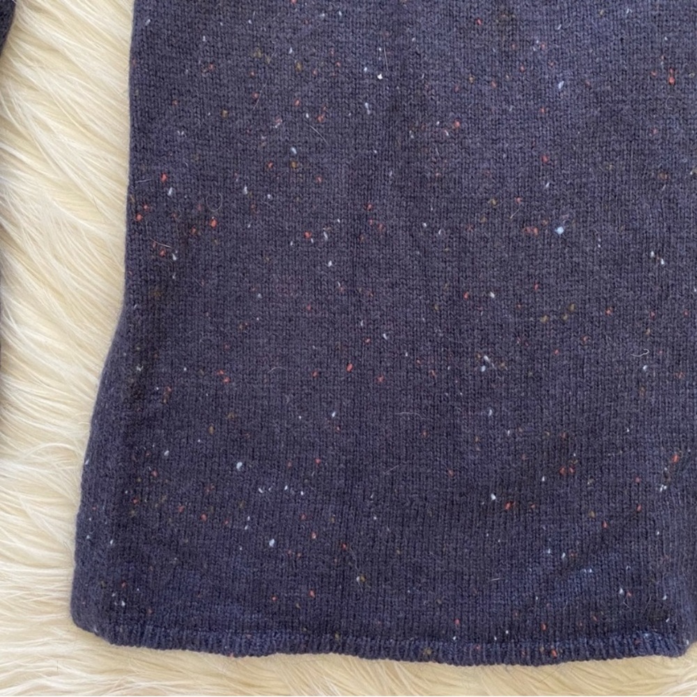 Aritzia Talula Blue Marled Knit V-Neck Wool Blend Sweater Vented Hem Jumper - Picture 10 of 11